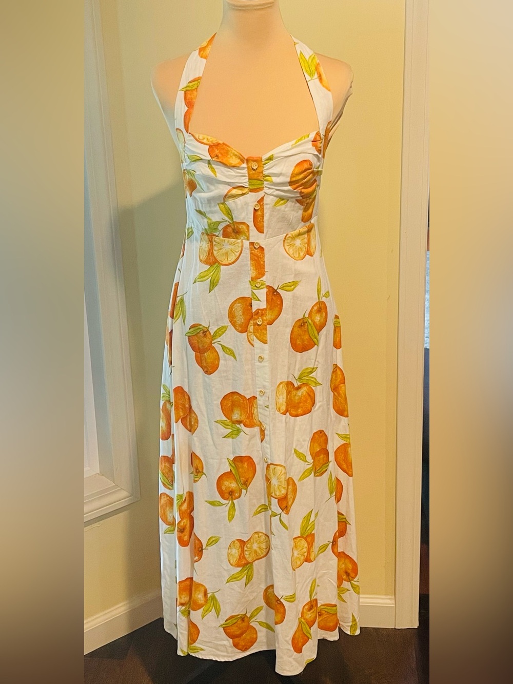 NWT Zara Linen Citrus Orange Dress - Picture 4 of 7